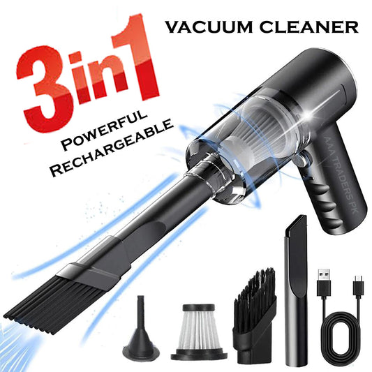 Aaron Mart 3-in-1 Car Cleaner – Vacuum, Blower & LED Light |Air Blower, Compact & Powerful